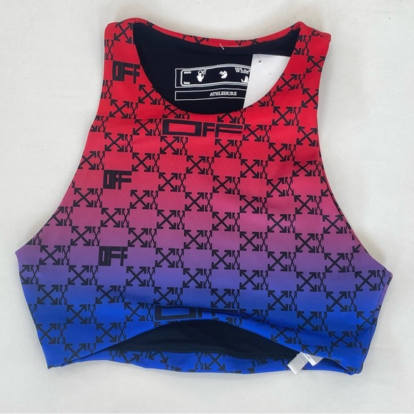 Off-White Athleisure Arrows Print Logo Cropped Bra Top Ombré Gradient Small - Picture 2 of 8